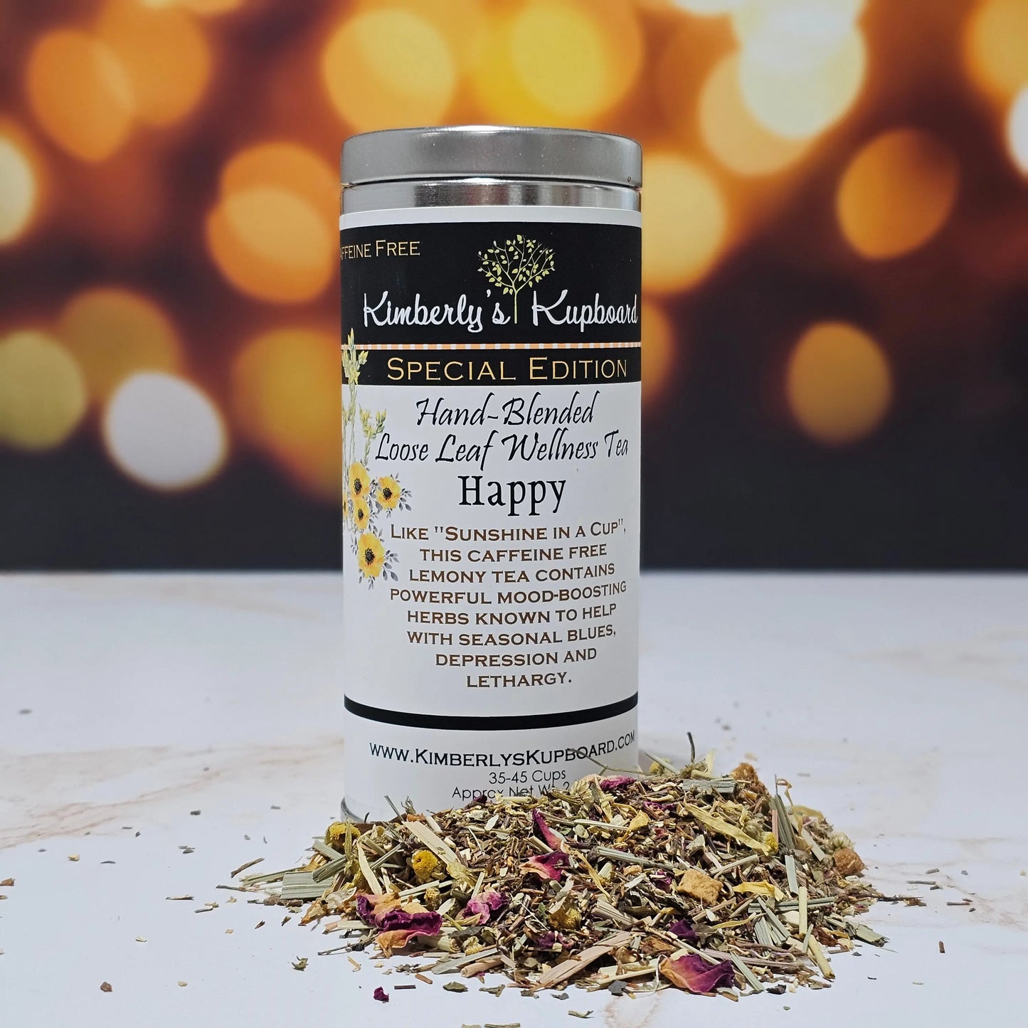 Happy Herbal tea for seasonal affective disorder and Anxiety Kimberlys Kupboard
