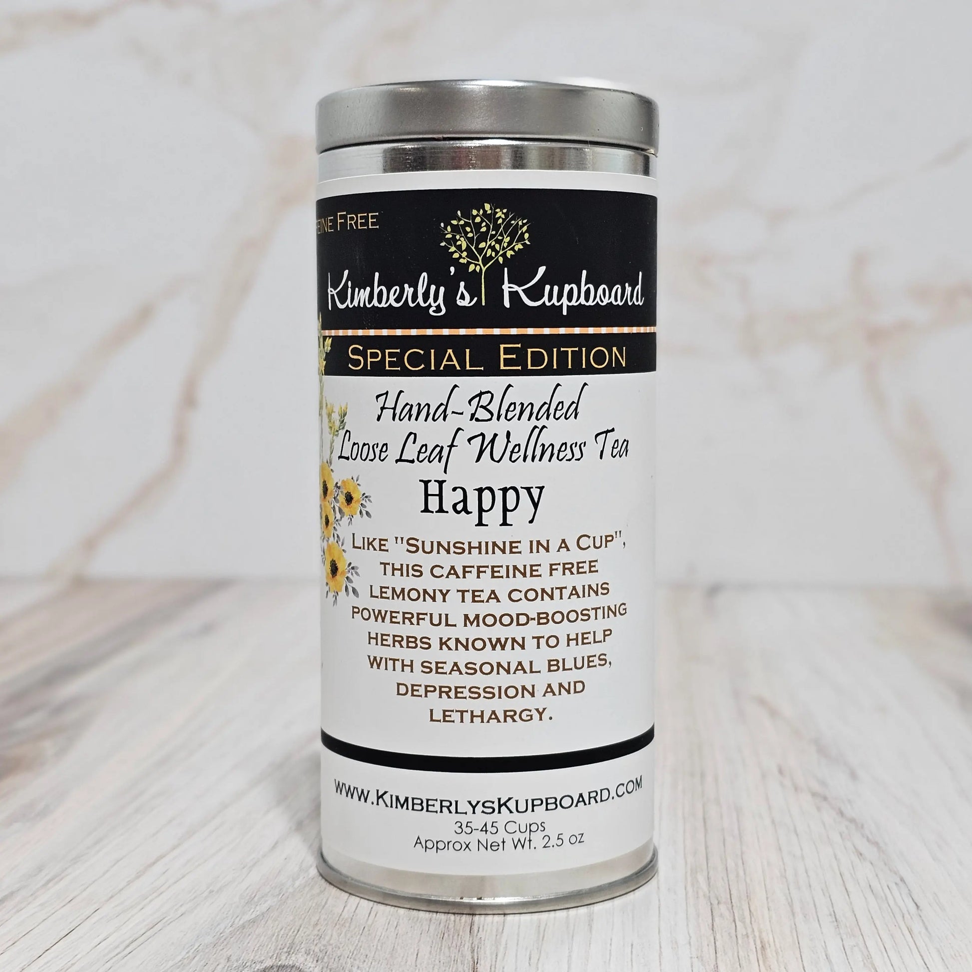 Happy Herbal tea for seasonal affective disorder and Anxiety Kimberlys Kupboard