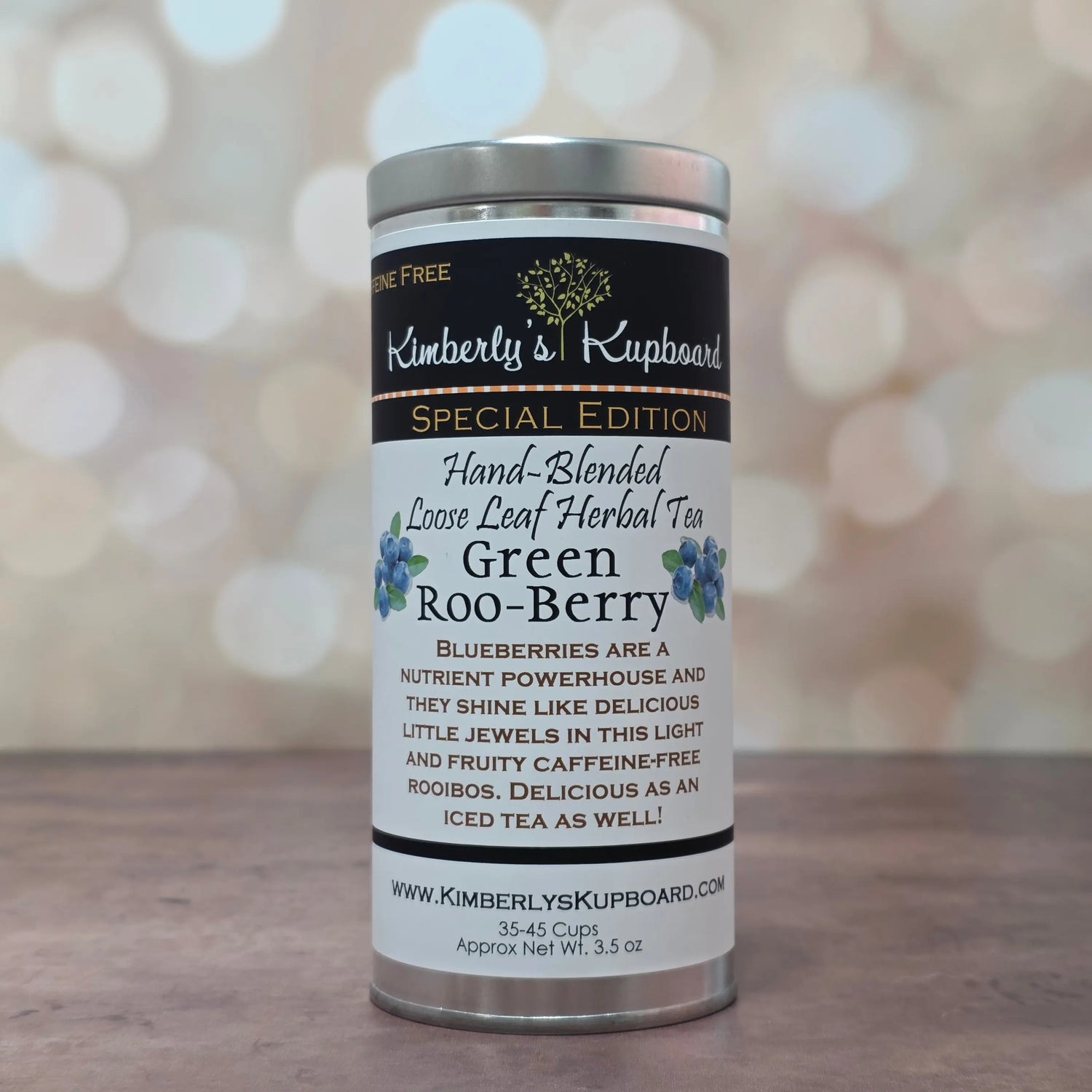 Green Roo-Berry Tea. Loose leaf tea made with Green Rooibos Tea, blueberries, cranberries, hibiscus and rosehips--Caffeine Free Kimberlys Kupboard