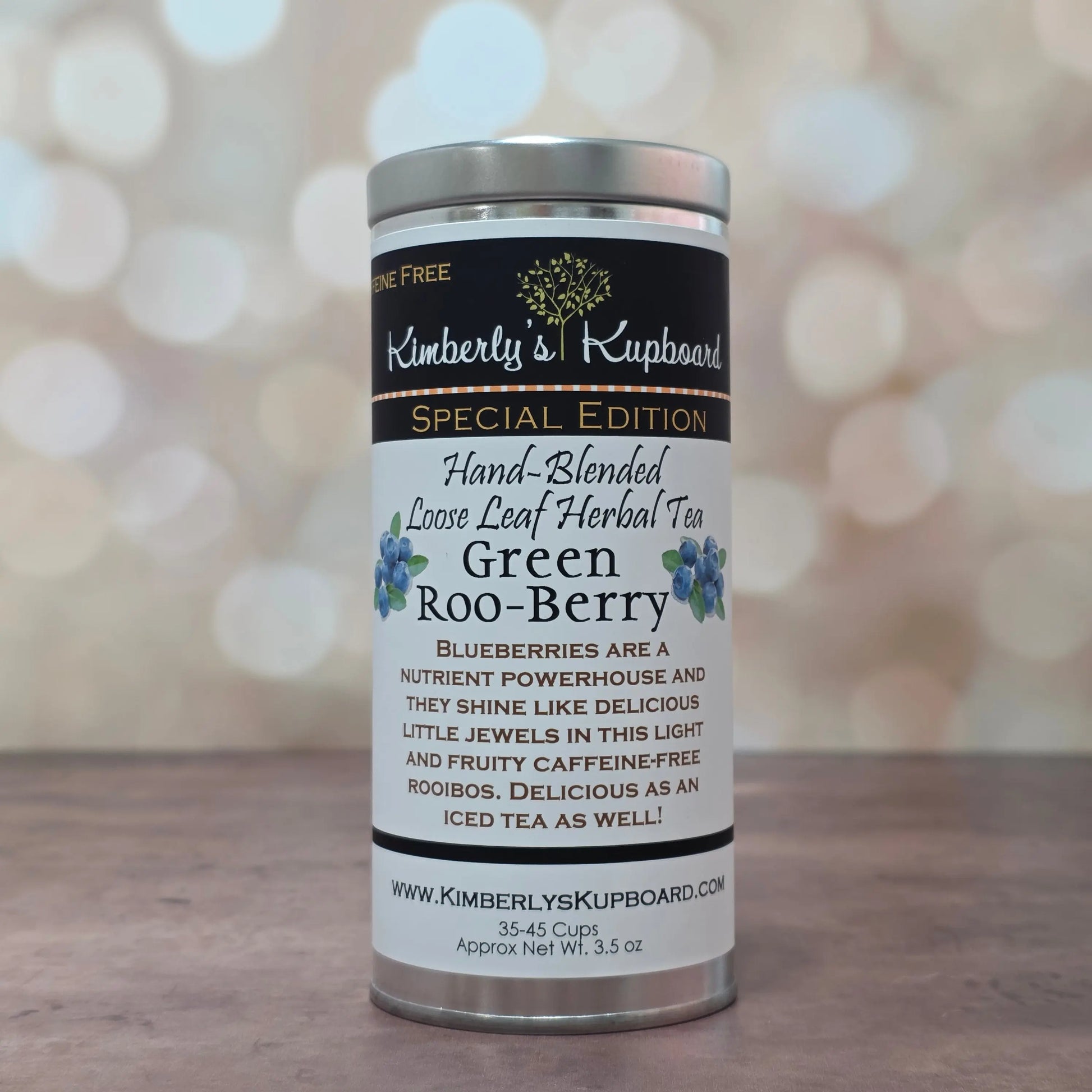Green Roo-Berry Tea. Loose leaf tea made with Green Rooibos Tea, blueberries, cranberries, hibiscus and rosehips--Caffeine Free Kimberlys Kupboard