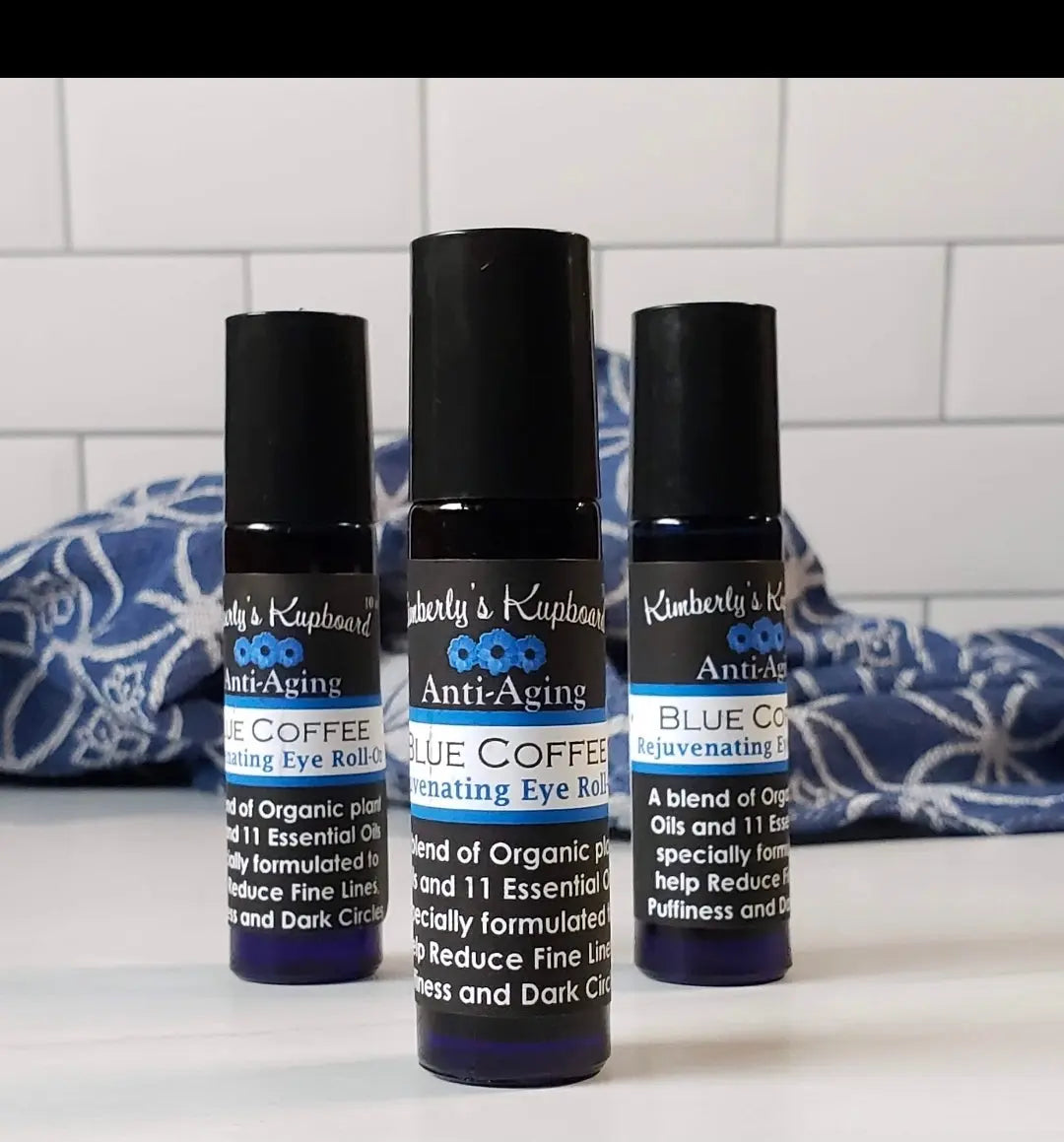 Blue Tansy Coffee Eye Roll on for Fine Lines, dark circles and puffiness Kimberlys Kupboard