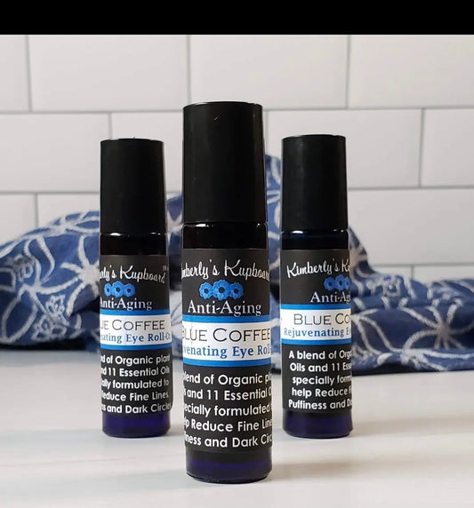 Blue Tansy Coffee Eye Roll on for Fine Lines, dark circles and puffiness Kimberlys Kupboard