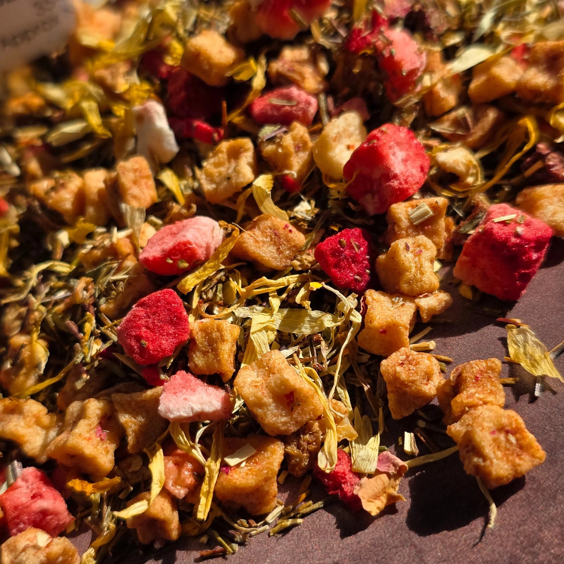 Strawberry Lemonade Rooibos Tea delicious Caffeine free tea made with real strawberries, lemon & Peaches Kimberlys Kupboard