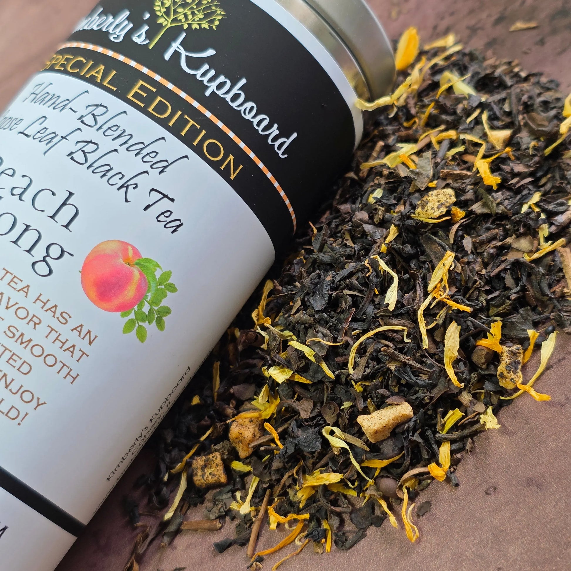 Peach Oolong Smooth Oolong tea with Real Peach Pieces Kimberlys Kupboard