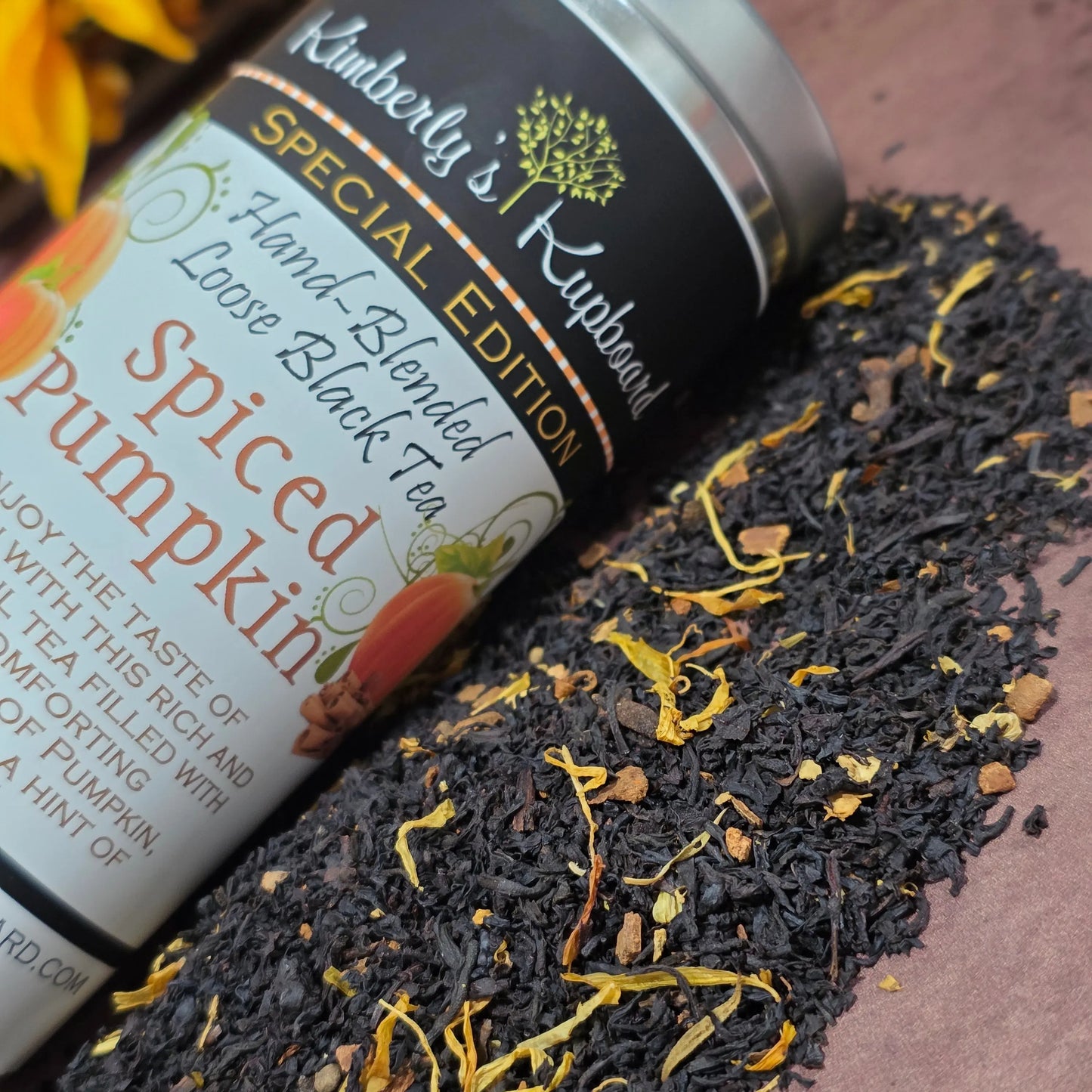 Spiced Pumpkin Delicious Fall Limited batch tea made with real cinnamon and vanilla! Kimberlys Kupboard