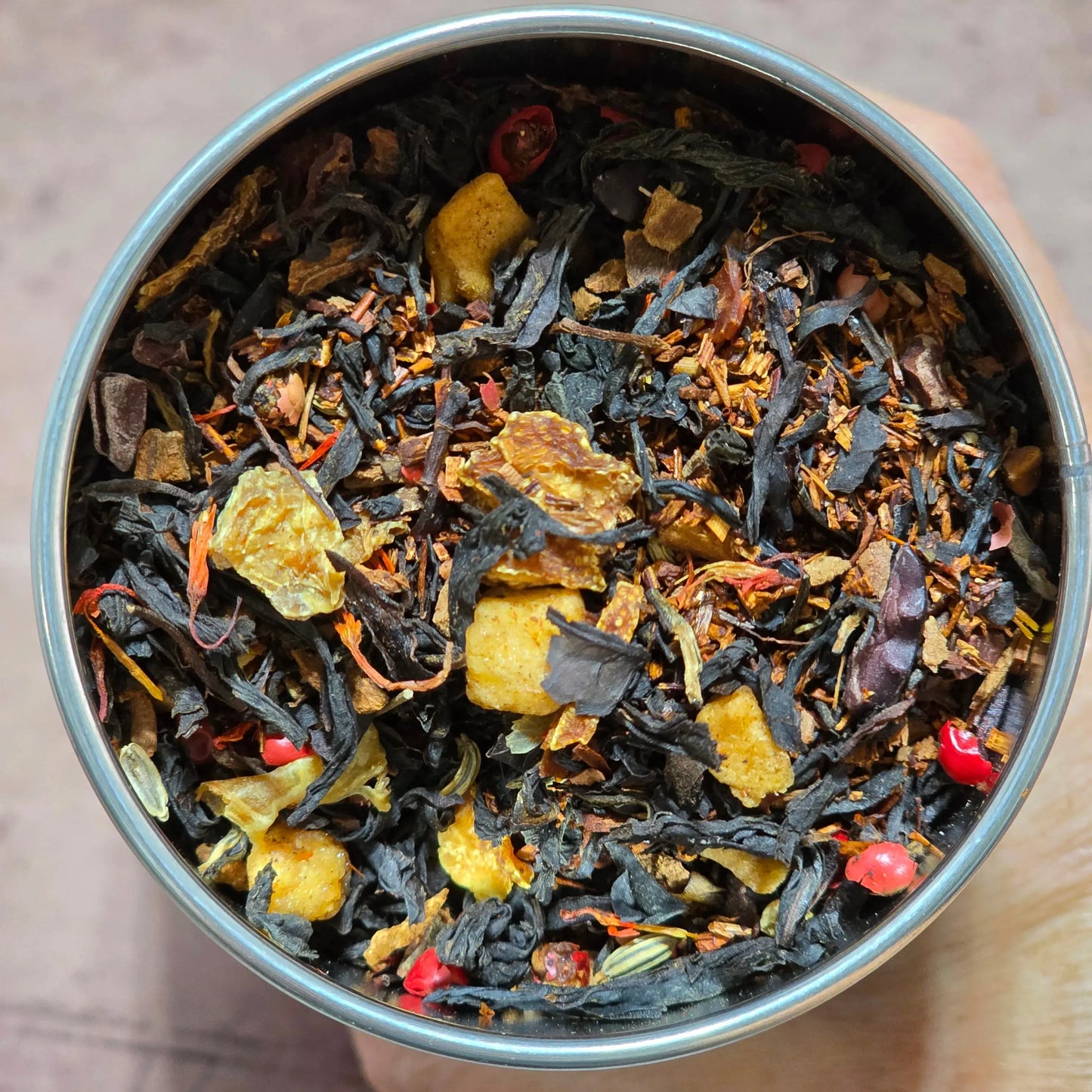 Bonfire Tea..Tasty Fall Tea made with smoked Lapsang Souchong tea, Oranges, Cinnamon and Cocoa Nibs! Kimberlys Kupboard