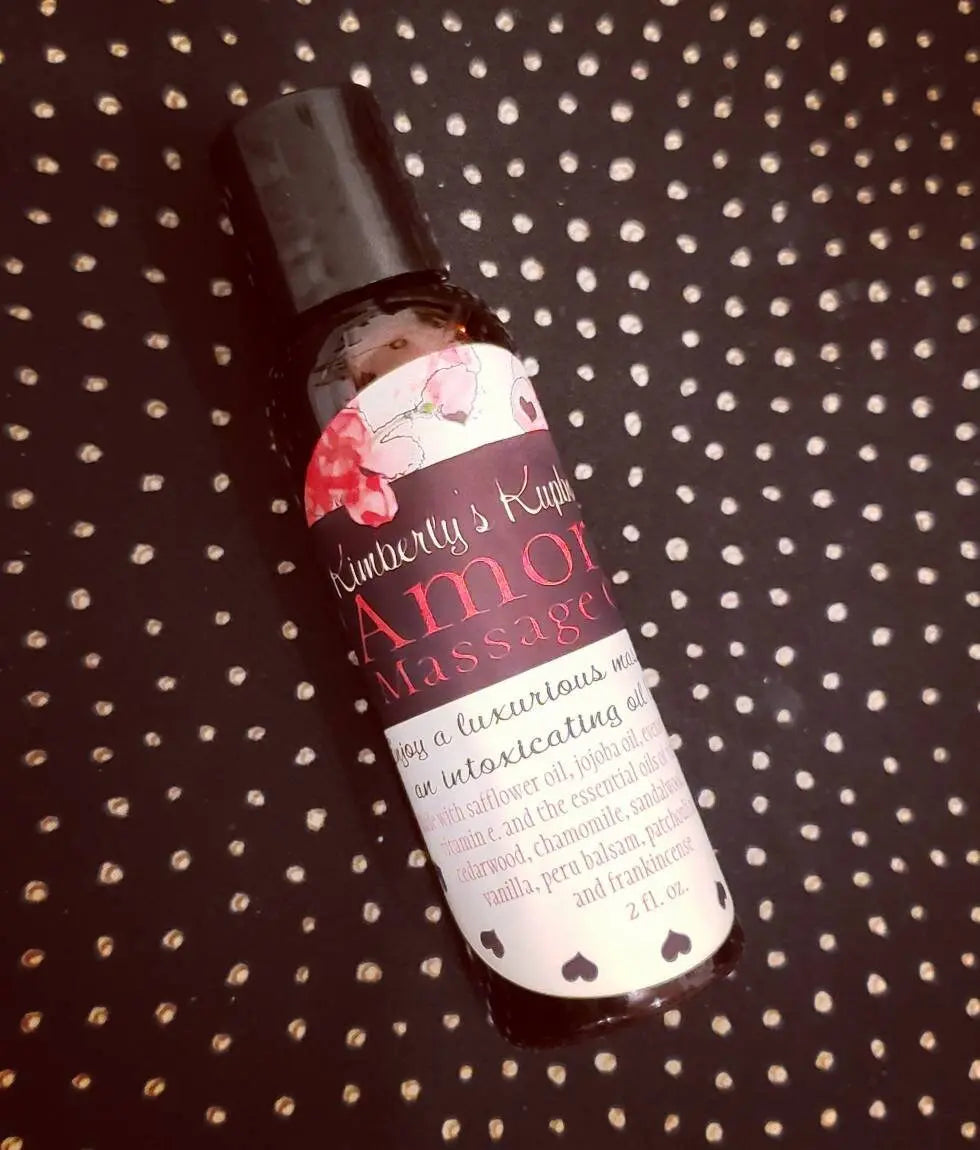Amore' Massage Oil made with Pure Essential Oils for Aromatherapy Massage and Relaxation! Kimberlys Kupboard