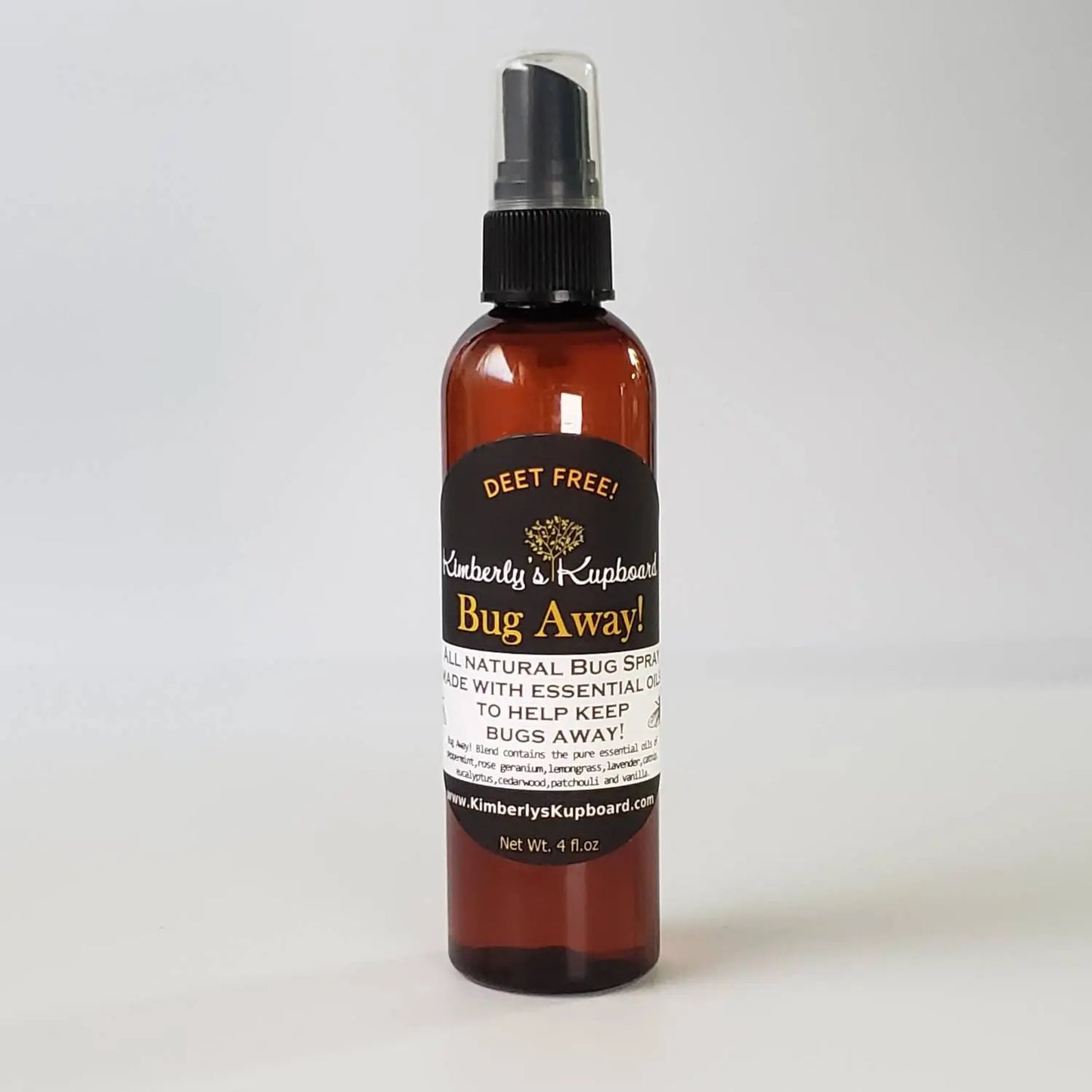 Bug Away! Spray--All Natural, Deet Free Insect Repellant, Made with Catnip Oil! Ticks, mosquitoes,  fleas, flies, ants, spiders and mice! Kimberlys Kupboard