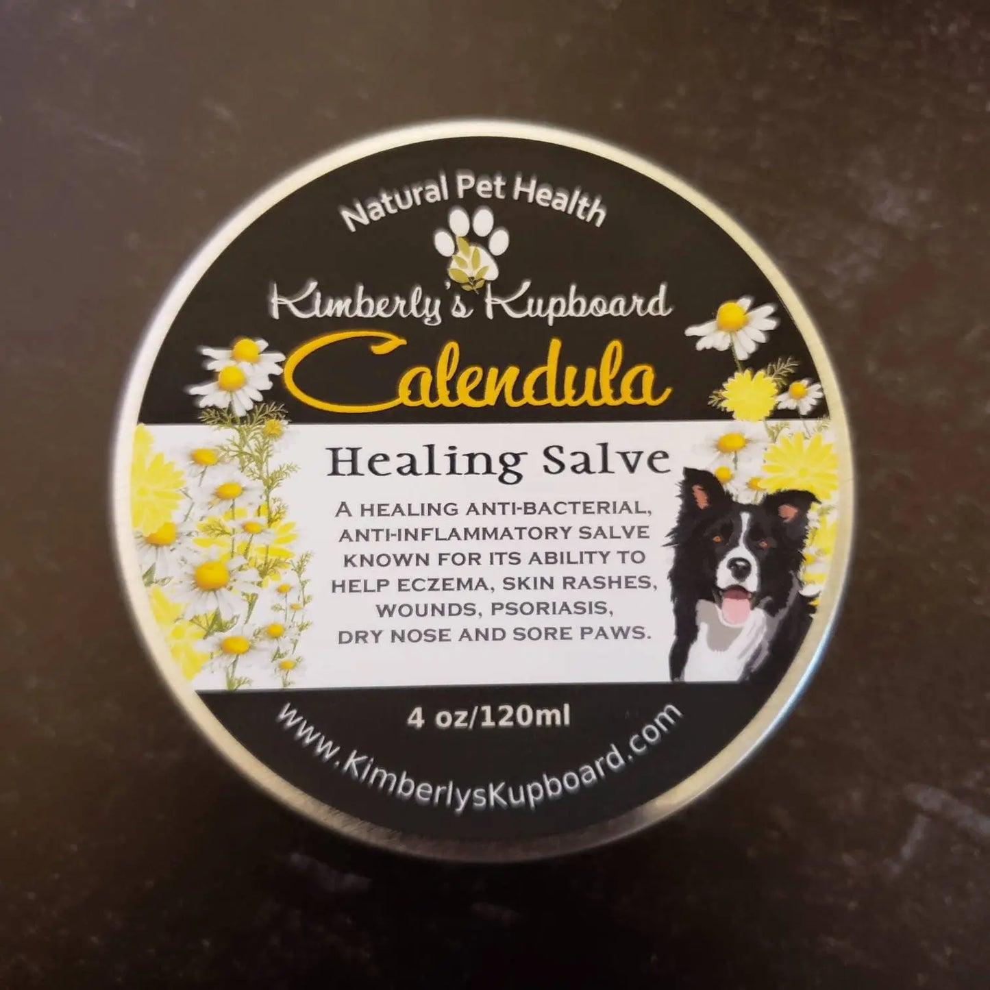 Healing Dog Salve with Calendula for cuts, scratches, wounds, rashes, inflammation, eczema, psoriasis, sore paws and dry cracked skin Kimberlys Kupboard