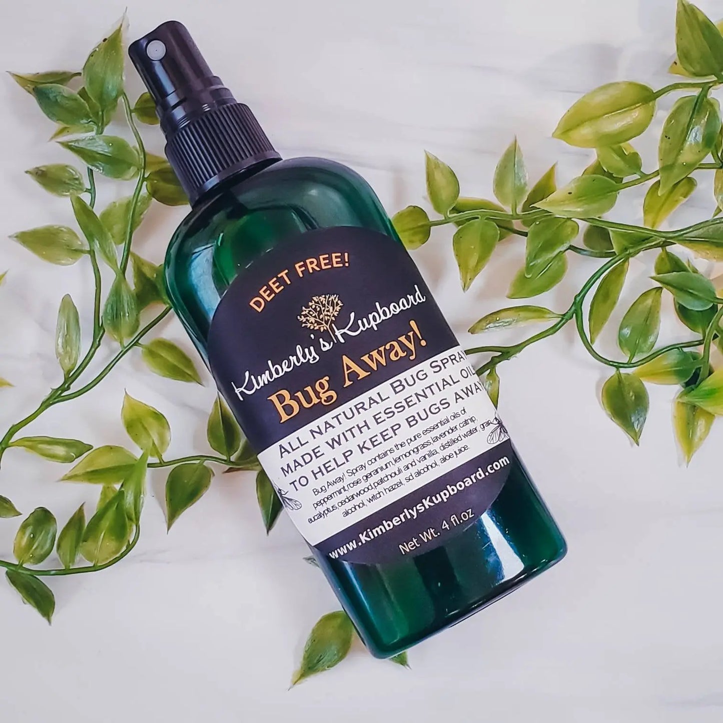 Bug Away! Spray--All Natural, Deet Free Insect Repellant, Made with Catnip Oil! Ticks, mosquitoes,  fleas, flies, ants, spiders and mice! Kimberlys Kupboard