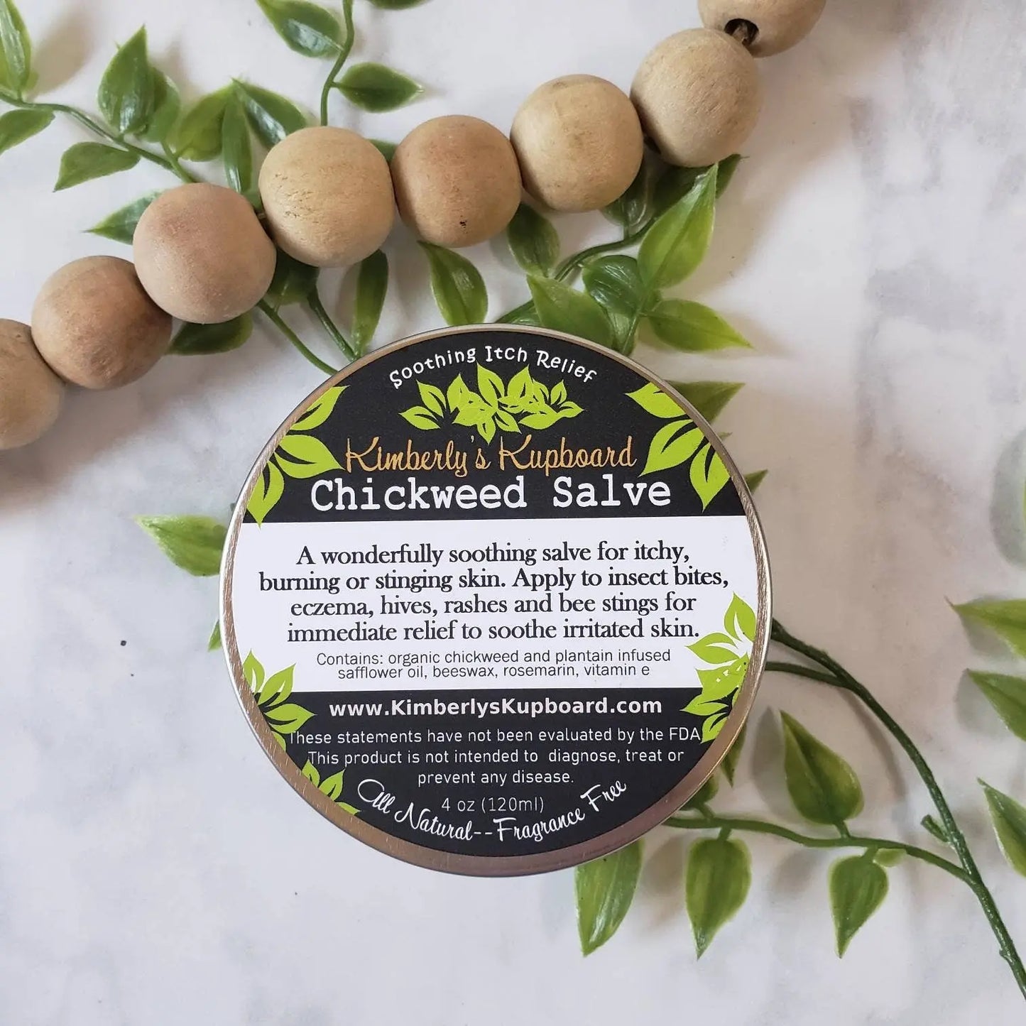 Chickweed Herbal Healing Salve for soothing anti itch relief from bug bites, bee stings, rashes,cradle cap and irritated skin Kimberlys Kupboard