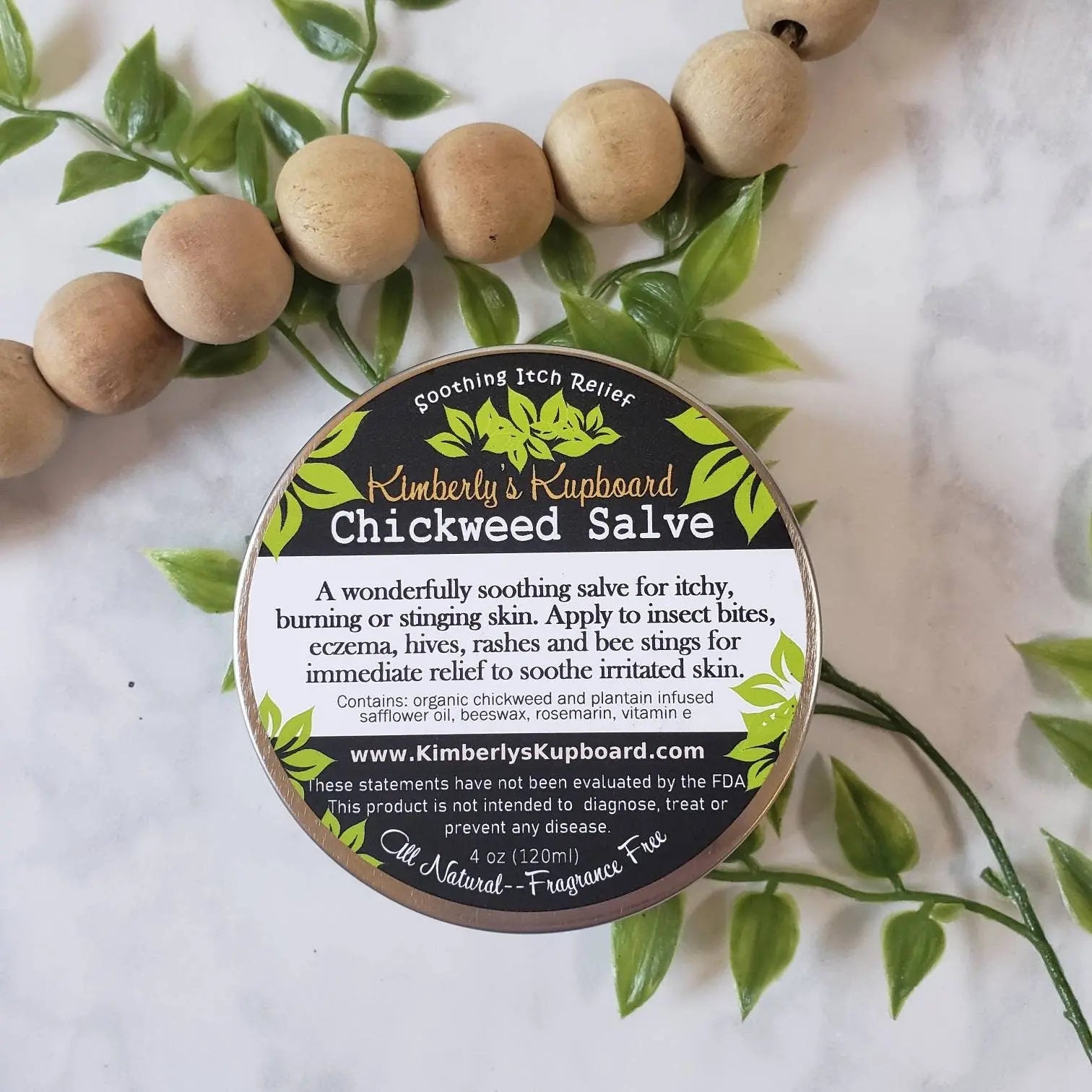Chickweed Herbal Healing Salve for soothing anti itch relief from bug bites, bee stings, rashes,cradle cap and irritated skin Kimberlys Kupboard