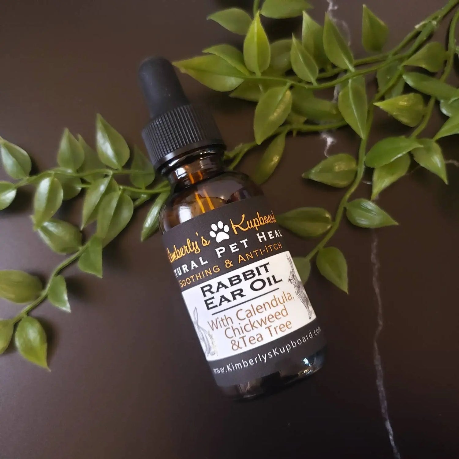 Rabbit Ear Oil treatment for Ear Mites...Made with Chickweed, Calendula, Tea Tree and Lavender Kimberlys Kupboard