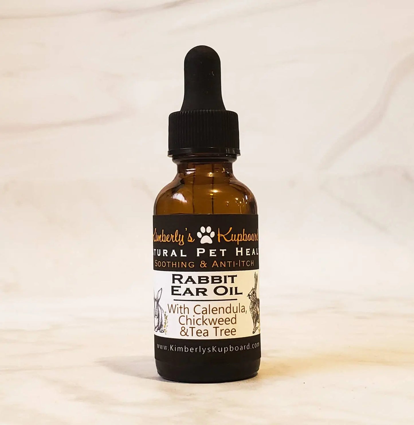 Rabbit Ear Oil treatment for Ear Mites...Made with Chickweed, Calendula, Tea Tree and Lavender Kimberlys Kupboard