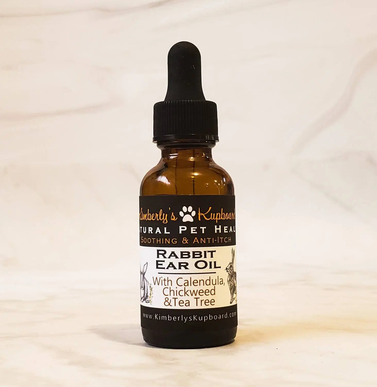 Rabbit Ear Oil treatment for Ear Mites...Made with Chickweed, Calendula, Tea Tree and Lavender Kimberlys Kupboard