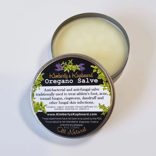 Lavender & Oregano Herbal Salve for acne and fungal infections such as athlete's foot, dandruff, ringworm, toenail fungus, jock-itch Kimberlys Kupboard