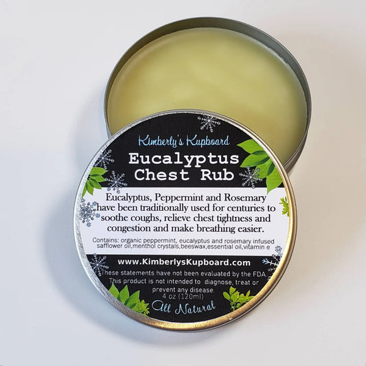 Eucalyptus Chest Rub Herbal Decongestion Salve with Menthol Crystals Kimberlys Kupboard