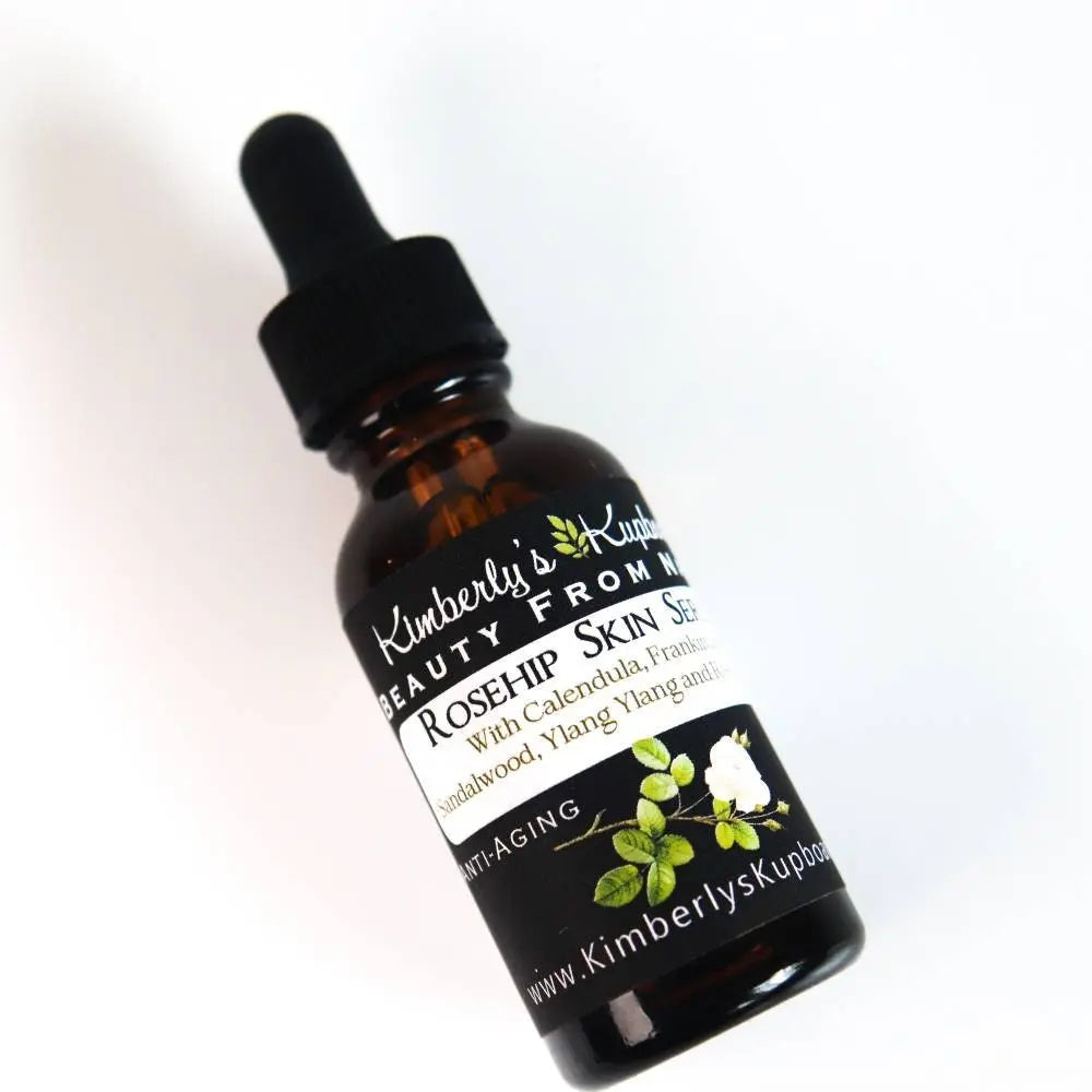 Anti-Aging and Sensitive Rosehip Skin Serum made with Calendula, Rose and Frankincense for wrinkles, rosacea, acne, psoriasis Kimberlys Kupboard