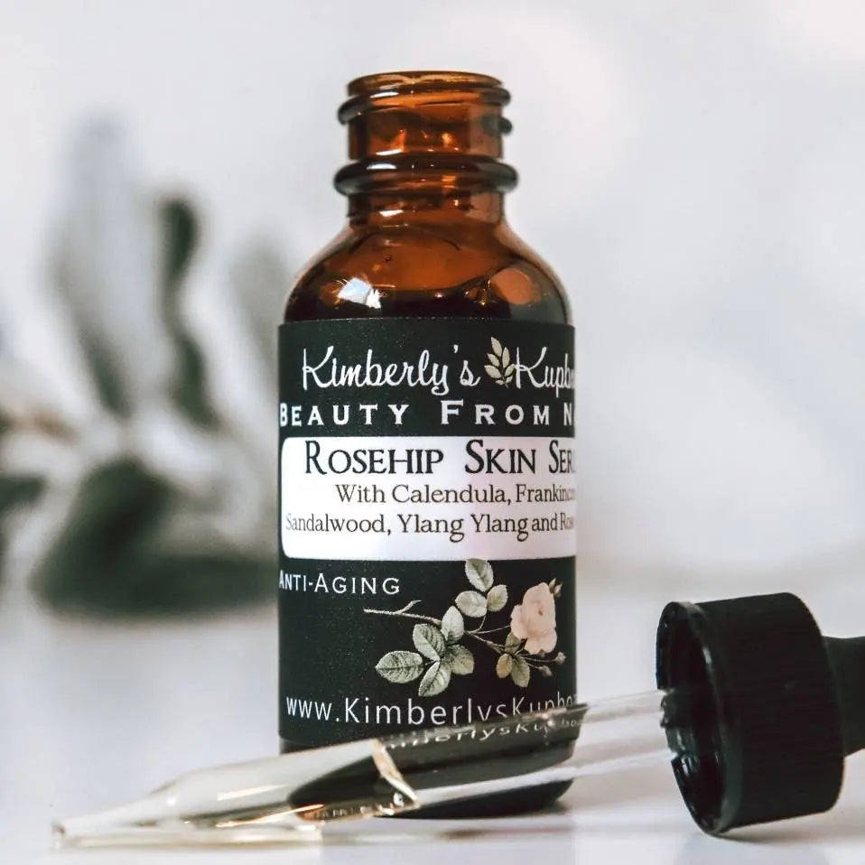 Anti-Aging and Sensitive Rosehip Skin Serum made with Calendula, Rose and Frankincense for wrinkles, rosacea, acne, psoriasis Kimberlys Kupboard