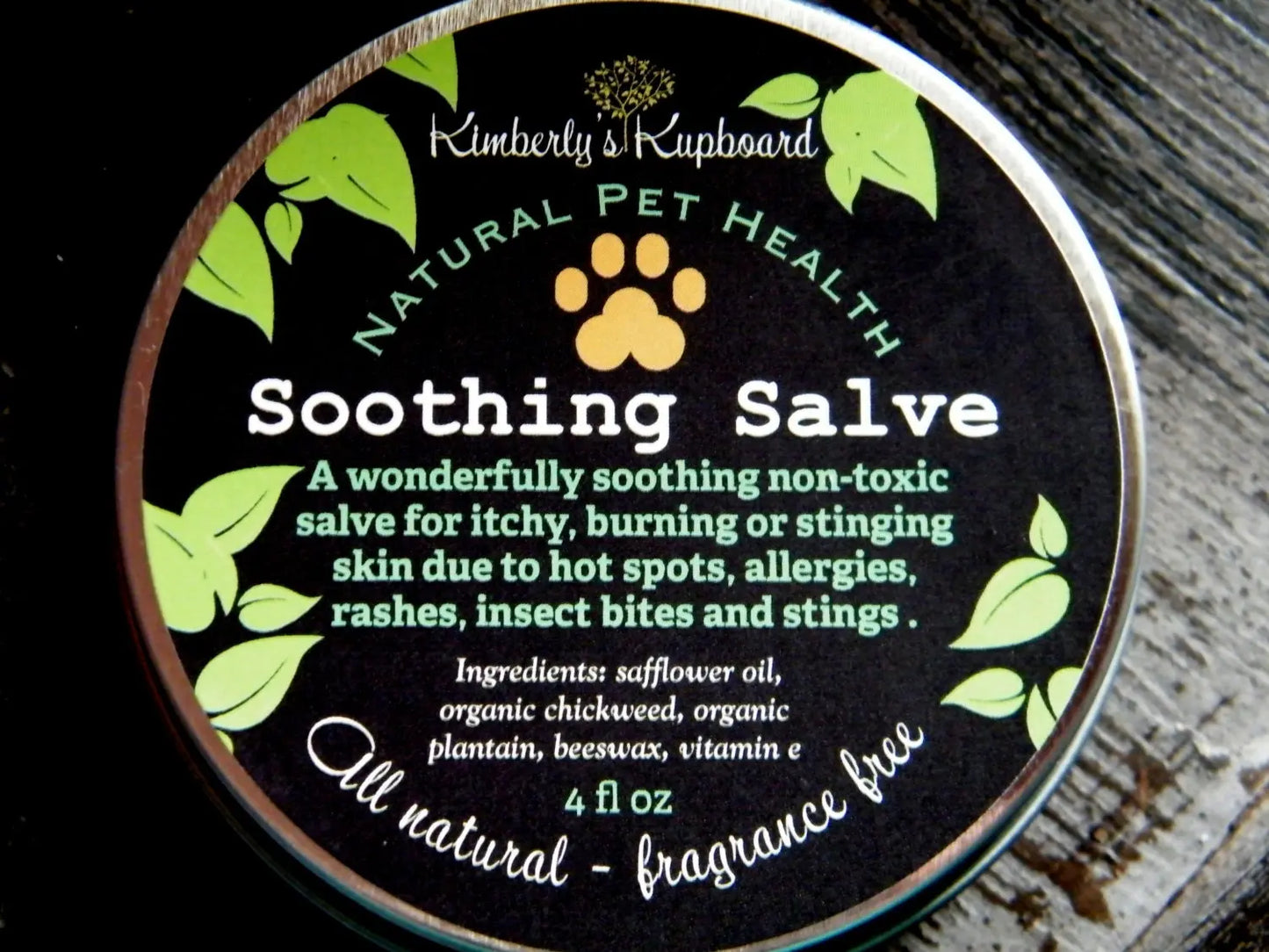 Soothing Dog Salve with Chickweed..Anti-Itch relief for bug bites, bee stings, rashes, allergies and irritated skin Kimberlys Kupboard